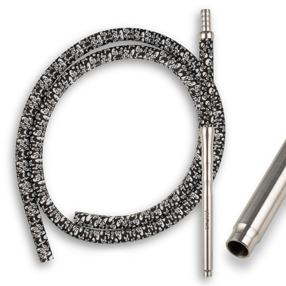 1220 Smokah Edelstahl Mundstck Schlauch Set M11 Small Skull  Schwarz/Wei